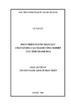 Phát triển nguồn nhân lực chất lượng cao ngành công nghiệp của tỉnh thanh hóa