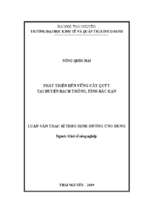 Phát triển bền vững cây quýt tại huyện bạch thông tỉnh bắc kạn