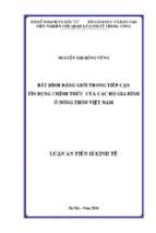 Bất bình đẳng giới trong tiếp cận tín dụng chính thức của các hộ gia đình ở nông thôn việt nam