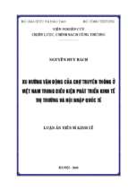 Xu hướng vận động của chợ truyền thống ở việt nam trong điều kiện phát triển kinh tế thị trường và hội nhập quốc tế