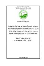 Nghiên cứu ảnh hưởng của một số biện pháp kỹ thuật đến sinh trưởng và năng suất cây thạch đen tại huyện tràng định tỉnh lạng sơn vụ xuân năm 2019