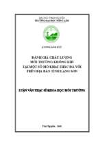 đánh giá chất lượng môi trường không khí tại một số mỏ khai thác đá vôi trên địa bàn tỉnh lạng sơn