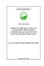 Nghiên cứu hiện trạng và đề xuất giải pháp phát triển hệ thống cây trồng hiệu quả tại xã tiên yên huyện quang bình tỉnh hà giang