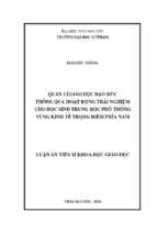 Quản lí giáo dục đạo đức thông qua hoạt động trải nghiệm cho học sinh trung học phổ thông vùng kinh tế trọng điểm phía nam