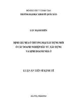 định giá nhà ở thương mại xây dựng mới ở các doanh nghiệp đầu tư xây dựng và kinh doanh nhà ở