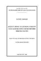 Quản lý chi đầu tư xây dựng cơ bản từ ngân sách nhà nước ở huyện phú bình tỉnh thái nguyên