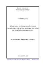 Quản lý hoạt dộng giáo dục môi trường cho học sinh ở các trường trung học phổ thông thị xã phổ yên tỉnh thái nguyên