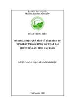 đánh giá hiệu quả một số loại hình sử dụng đất trồng rừng sản xuất tại huyện hòa an tỉnh cao bằng