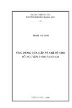 ứng dụng của cấp và chỉ số cho số nguyên theo modulo