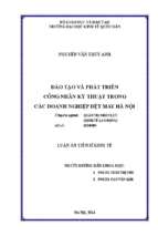 đào tạo và phát triển công nhân kỹ thuật trong các doanh nghiệp dệt may hà nội