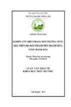 Nghiên cứu hiện trạng môi trường nước mặt trên địa bàn thành phố thanh hóa tỉnh thanh hóa