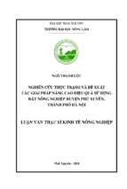 Nghiên cứu thực trạng và đề xuất các giải pháp nâng cao hiệu quả sử dụng đất nông nghiệp huyện phú xuyên thành phố hà nội