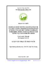 đánh giá sinh trưởng giai đoạn hậu bị và chất lượng tinh dịch giai đoạn đầu sử dụng của lợn đực giống landrace yourshire duroc nuôi tại trung tâm giống vật nuôi tỉnh hòa bình