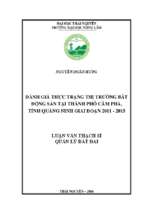 đánh giá thực trạng thị trường bất động sản tại thành phố cẩm phả tỉnh quảng ninh giai đoạn 2011 2015