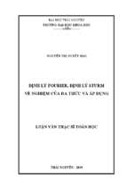 định lý fourier định lý sturm về nghiệm của đa thức và áp dụng