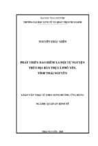 Phát triển bảo hiểm xã hội tự nguyện trên địa bàn thị xã phổ yên tỉnh thái nguyên
