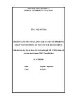 ảnh hưởng của việc sử dụng trò chơi ngôn ngữ đối với khả năng nói của học sinh trường thpt nguyễn huệ