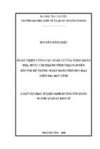 Hoàn thiện công tác quản lý của ngân hàng nhà nước chi nhánh tỉnh thái nguyên đối với hệ thống ngân hàng thương mại trên địa bàn tỉnh
