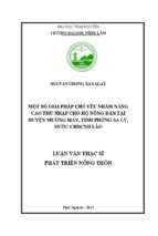 Một số giải pháp chủ yếu nhằm nâng cao thu nhập cho hộ nông dân tại huyện mường may tỉnh phông saly nước cồng hòa dân chủ nhân dân lào