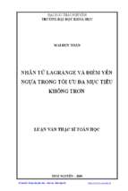 Nhân tử lagrange và điểm yên ngựa trong tối ưu đa mục tiêu không trơn