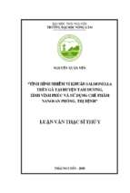 Tình hình nhiễm vi khuẩn salmonelia trên gà tại huyện tam dương tỉnh vĩnh phúc và sử dụng chế phẩm nanosan phòng trị bệnh