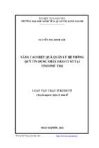 Nâng cao hiệu quả quản lý hệ thống quỹ tín dụng nhân dân cơ sở tại tỉnh phú thọ