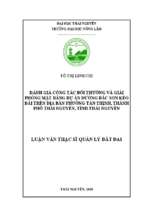 đánh giá công tác bồi thường và giải phóng mặt bằng dự án đường bắc sơn kéo dài trên địa bàn phường tân thịnh thành phố thái nguyên tỉnh thái nguyên