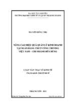 Nâng cao hiệu quả quản lý kinh doanh tại ngân hàng thương mại cổ phần công thương việt nam chi nhánh đề hùng