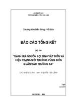 đánh giá nguồn lợi sinh vật biển và hiện trạng môi trường vùng biển quàn đảo trường sa