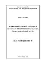 Nghiên cứu khả năng phát triển kinh tế hộ nông dân theo hướng sản xuất hàng hóa ở huyện đồng hỷ thái nguyên