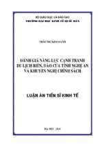 đánh giá năng lực cạnh tranh du lịch biển đảo của tỉnh nghệ an và khuyến nghị chính sách