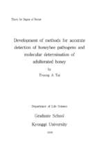 Development of methods for accurate detection of honeybee pathogens and molecular determination of adulterated honey