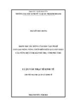 đánh giá tác động của đào tạo nghề cho lao động nông thôn đến hiệu quả sản xuất của nông hộ ở thị xã phú thọ tỉnh phú thọ