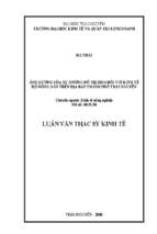 ảnh hưởng của xu hướng đô thị hóa đối với kinh tế hộ nông dân trên địa bàn thành phố thái nguyên