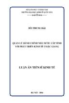 Quản lý hành chính nhà nước cấp tỉnh với phát triển kinh tế ở bắc giang