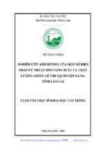 Nghiên cứu ảnh hưởng của một số biện pháp kỹ thuật đến năng suất và chất lượng giống lê vh6 tại huyện sa pa tỉnh lào cai