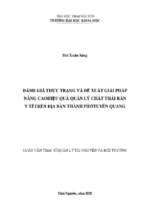 đánh giá thực trạng và đề xuất giải phap nâng cao hiệu quả quản lý chất thải rắn y tế trên địa bàn thành phố tuyên quang