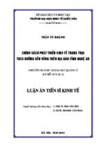 Chính sách phát triển kinh tế trang trại theo hướng bền vững trên địa bàn tỉnh nghệ an