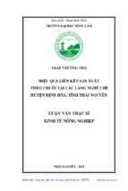 Hiệu quả liên kết sản xuất theo chuỗi tại các làng nghề chè huyện định hóa tỉnh thái nguyên