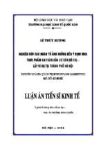 Nghiên cứu các nhân tố ảnh hưởng đến ý định mua thực phẩm an toàn của cư dân đô thị lấy ví dụ tại thành phố hà nội