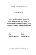 Thông tin kế toán quản trị cho việc phát triển sản phẩm, dịch vụ thẻ tại ngân hàng thương mại cổ phần đầu tư và phát triển việt nam chi nhánh thành đô  