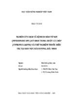 Nghiên cứu dịch tễ bệnh do bào tử sợi (myxosporea spp.) ký sinh trong ruột cá chép (cyprinus carpio) và thử nghiệm thuốc điều trị tại khu vực hải dương, bắc ninh  