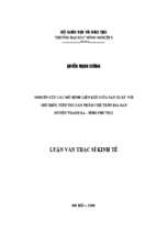 Nghiên cứu các mô hình liên kết giữa sản xuất với chế biến, tiêu thụ sản phẩm chè trên địa bàn huyện thanh ba tỉnh phú thọ