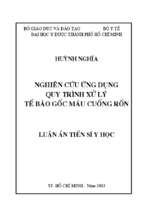 Nghiên cứu quy trình xử lý tế bào gốc máu cuống rốn