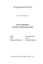 Quản trị bán hàng tại công ty trách nhiệm hữu hạn hoàng phong  