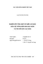 Nghiên cứu tổng hợp vật liệu cds nano bằng hệ thống điện sinh học nhằm tái thu hồi kim loại nặng  