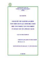 Giải quyết việc làm cho lao động nông thôn trong quá trình phát triển khu công nghiệp, cụm công nghiệp của huyện việt yên, tỉnh bắc giang