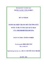 đánh giá hiện trạng môi trường đất, nước tưới ở vùng sản xuất rau của thành phố hải dương