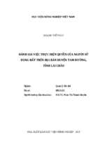 đánh giá việc thực hiện quyền của người sử dụng đất trên địa bàn huyện tam đường, tỉnh lai châu  