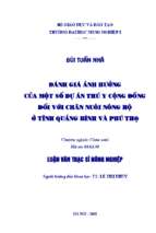 đánh giá ảnh hưởng của một số dự án thú y cộng đồng đối với chăn nuôi nông hộ ở tỉnh quảng bình và phú thọ